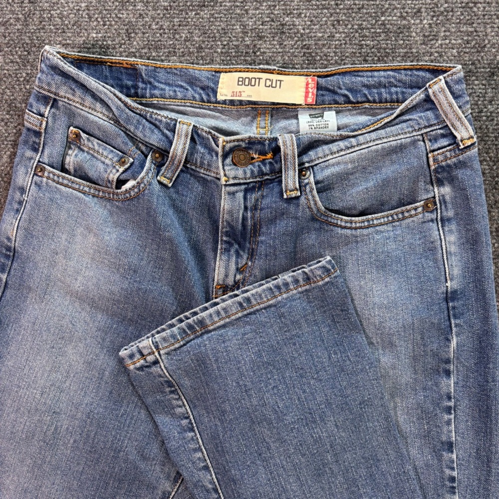 Levi's 515 Boot Cut Jeans Womens 4S Blue Medium Wash Stretch Denim 30x29.5